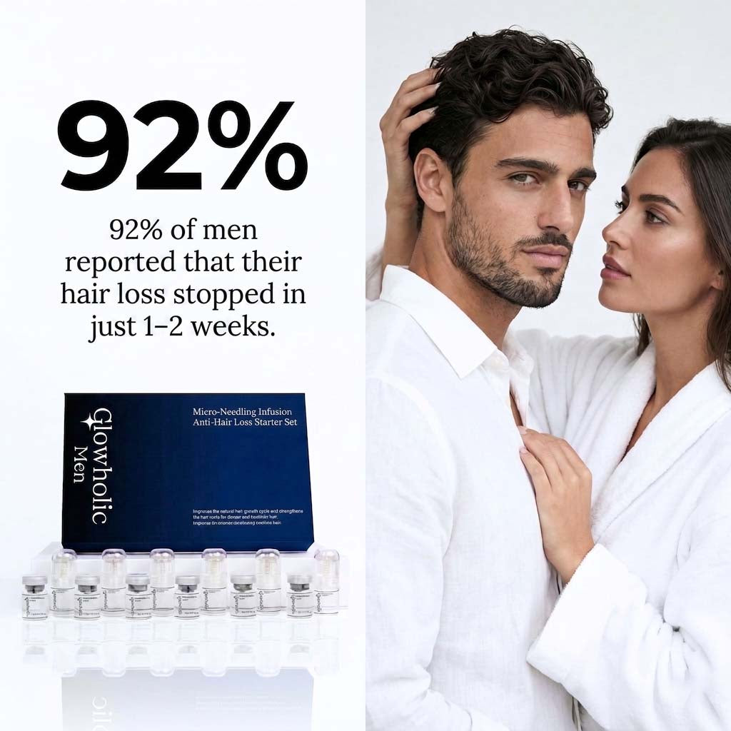 Glowholic Men - Anti-Hair Loss Starter Set - Micro-Needling Infusion for Home Use