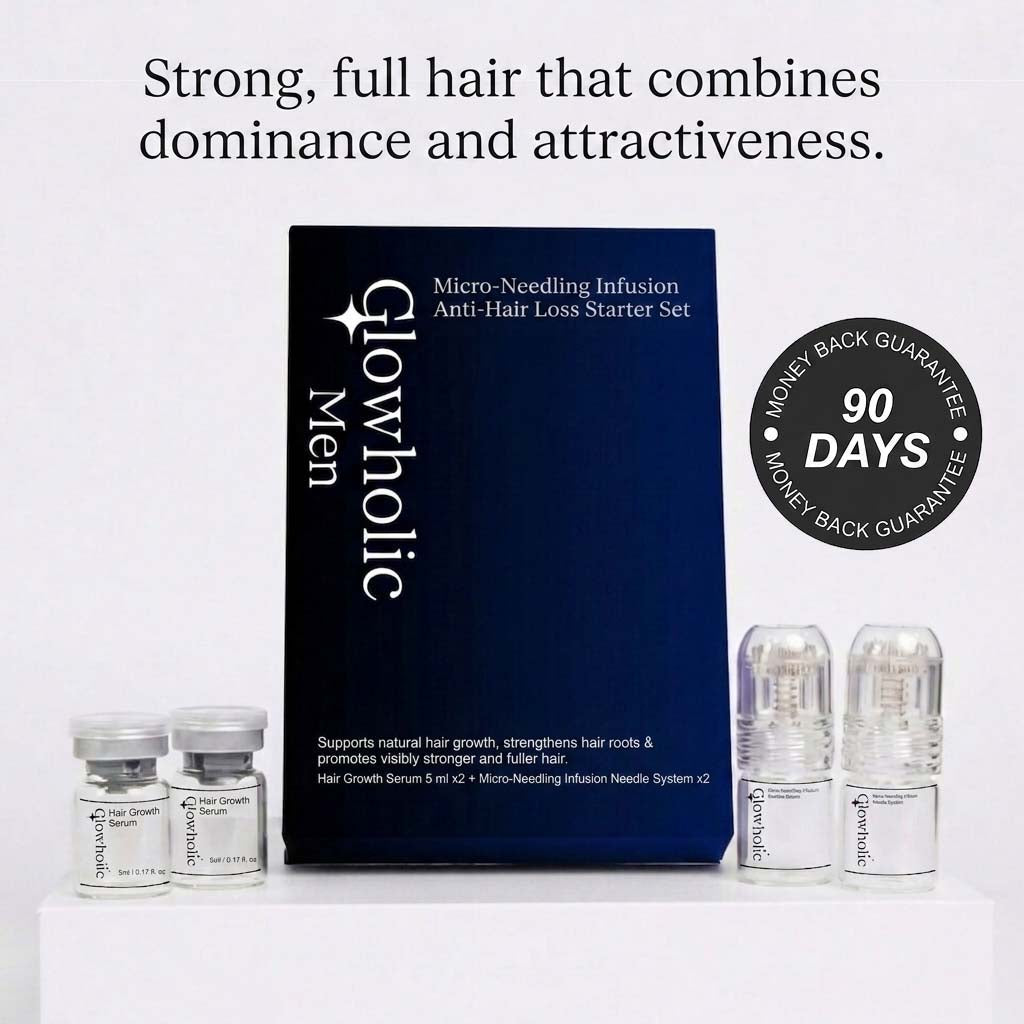 Glowholic Men - Anti-Hair Loss Starter Set - Micro-Needling Infusion for Home Use