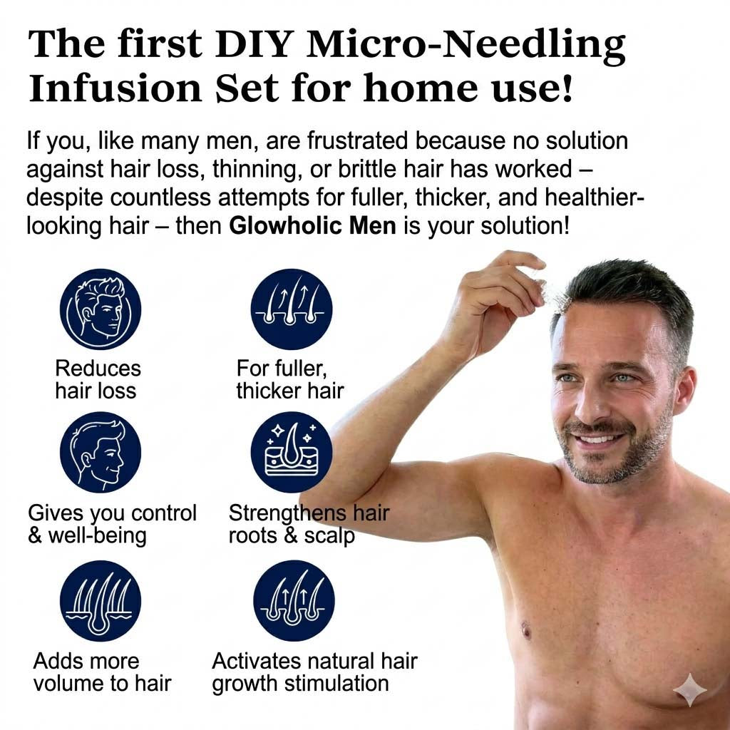 Glowholic Men - Anti-Hair Loss Starter Set - Micro-Needling Infusion for Home Use