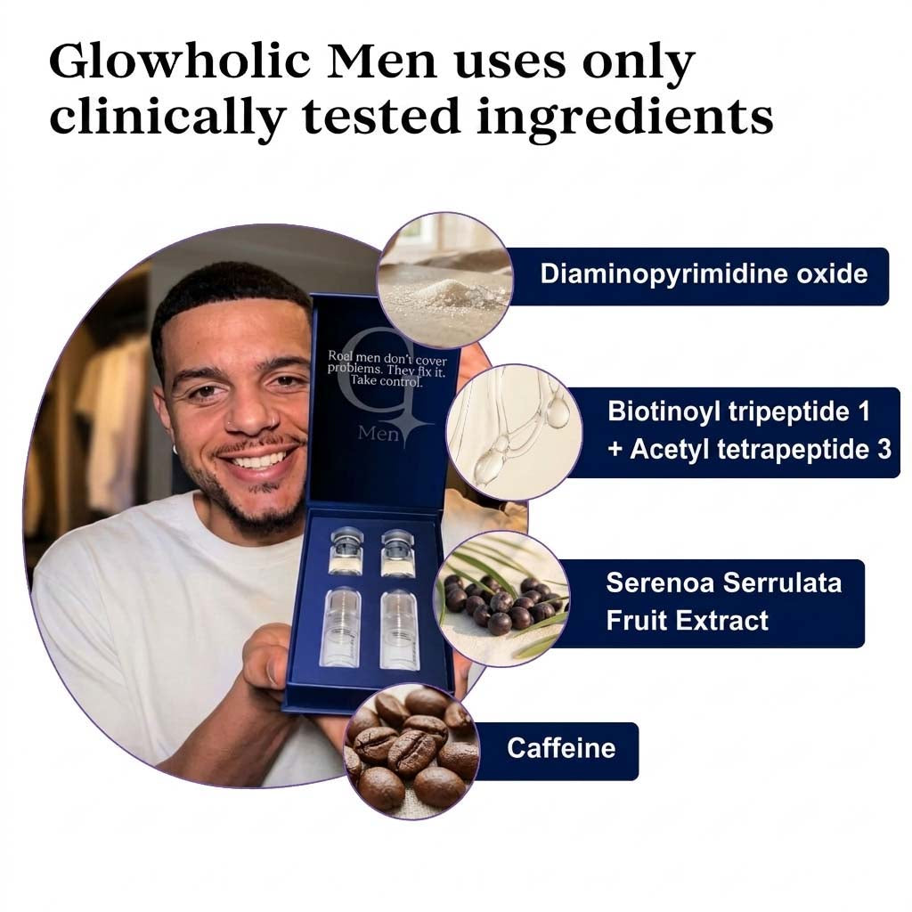 Glowholic Men - Anti-Hair Loss Starter Set - Micro-Needling Infusion for Home Use