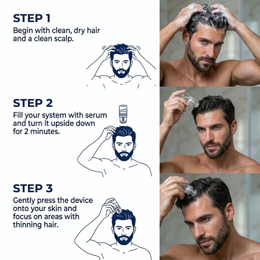 Glowholic Men - Anti-Hair Loss Starter Set - Micro-Needling Infusion for Home Use